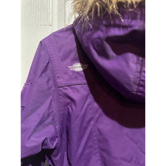 SIMS Snowboarding 76 Jacket Purple Fur Hooded Size Med Women's Snap Full Zip - Picture 8 of 8